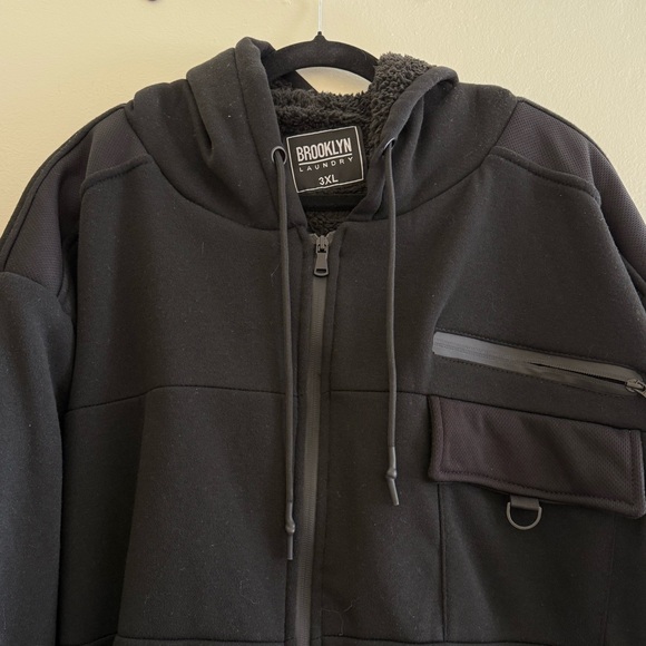 Black Zip Up Sweater with Ribbed Cuffs - Picture 2 of 6